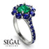 Glamorous Emerald Halo Engagement Ring - Amaya No. 66 image 2