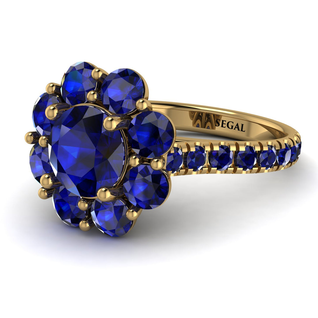Glamorous Sapphire Halo Engagement Ring - Amaya No. 73