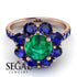 Glamorous Emerald Halo Engagement Ring - Amaya No. 65 image 3
