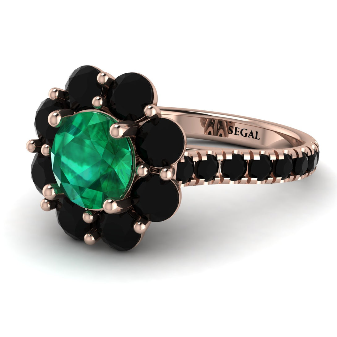 Glamorous Emerald Halo Engagement Ring - Amaya No. 35