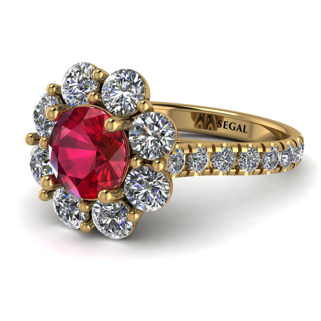 Glamorous Ruby Halo Engagement Ring - Amaya No. 10