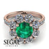 Glamorous Emerald Halo Engagement Ring - Amaya No. 5 image 3