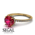 Hidden Diamond Round Ruby Cat Claw Engagement Ring - Aurora No. 10 image 3