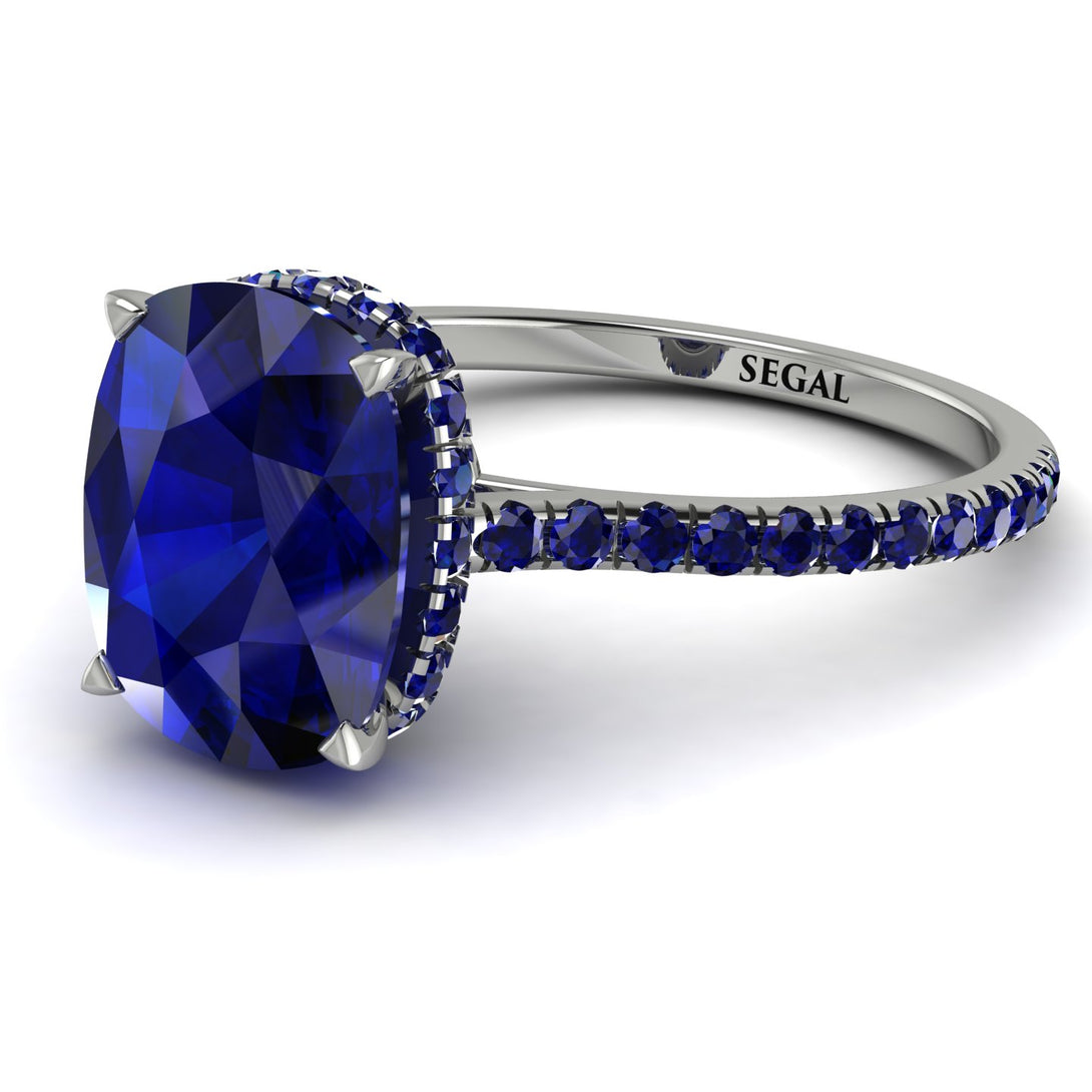 Hidden Halo Cushion Sapphire Ring - Alayna No. 75