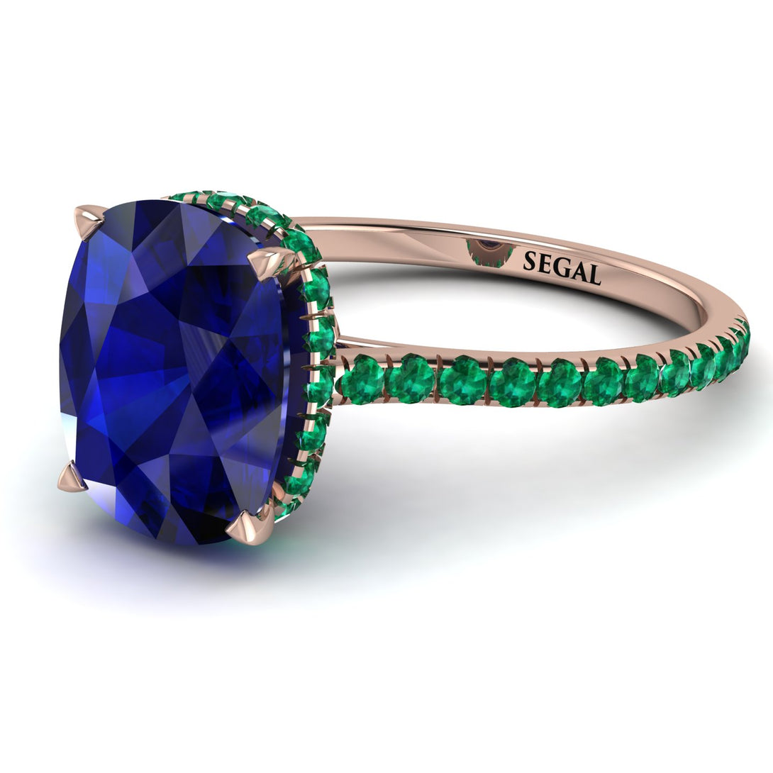 Hidden Halo Cushion Sapphire Ring - Alayna No. 29