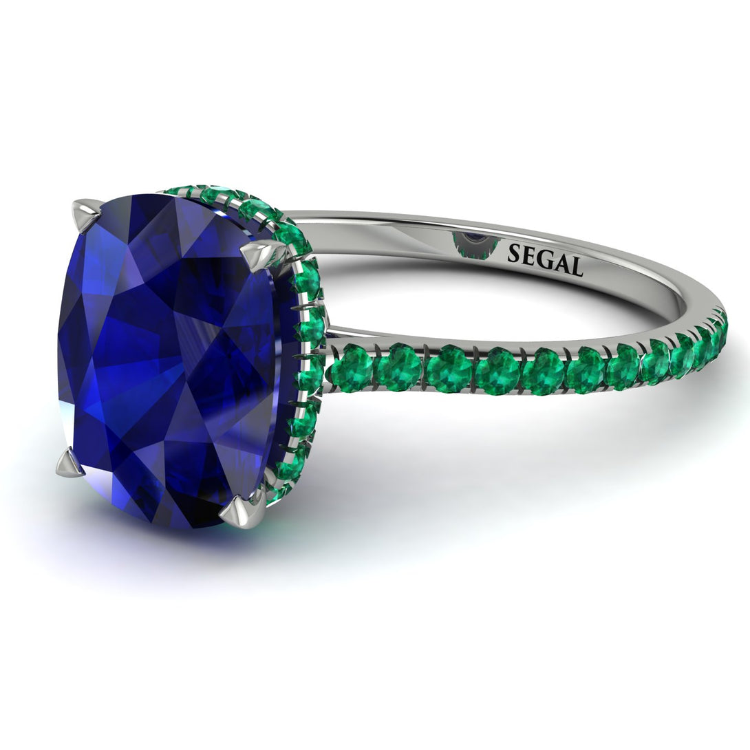 Hidden Halo Cushion Sapphire Ring - Alayna No. 30