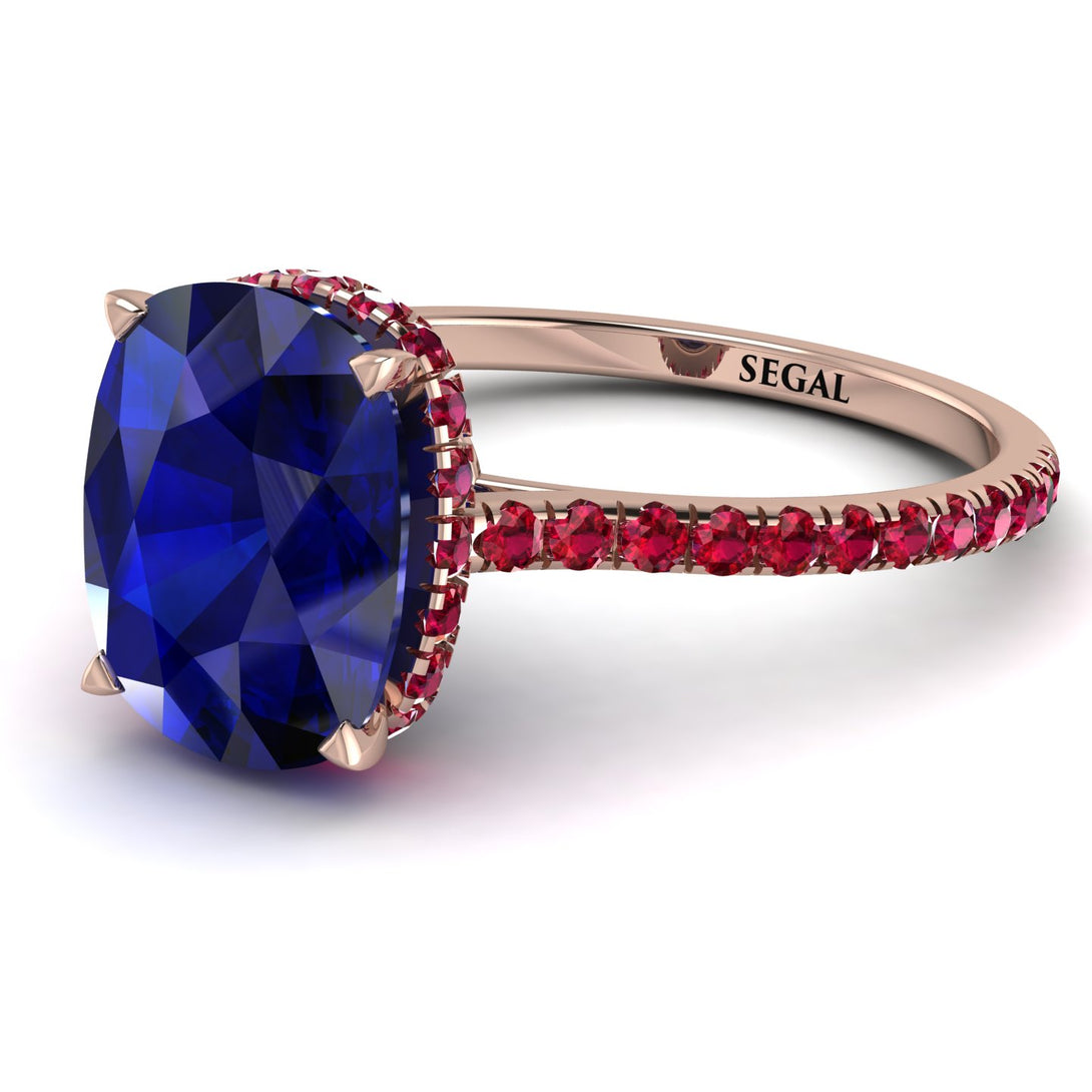 Hidden Halo Cushion Sapphire Ring - Alayna No. 59