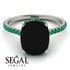 Hidden Halo Cushion Black Diamond Ring - Alayna No. 24 image 3