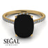 Hidden Halo Cushion Black Diamond Ring - Alayna No. 7 image 3