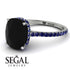 Hidden Halo Cushion Black Diamond Ring - Alayna No. 69 image 10
