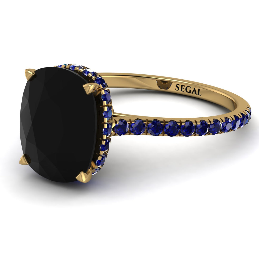 Hidden Halo Cushion Black Diamond Ring - Alayna No. 67