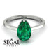 Hidden Halo Pear Emerald Engagement Ring - Mary No. 6 image 3