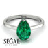 Hidden Halo Pear Emerald Engagement Ring - Mary No. 21 image 3