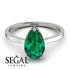 Hidden Halo Pear Emerald Engagement Ring - Mary No. 51 image 3