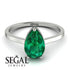 Hidden Halo Pear Emerald Engagement Ring - Mary No. 36 image 3