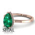 Hidden Halo Pear Emerald Engagement Ring - Mary No. 5 image 10