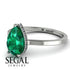 Hidden Halo Pear Emerald Engagement Ring - Mary No. 6 image 10