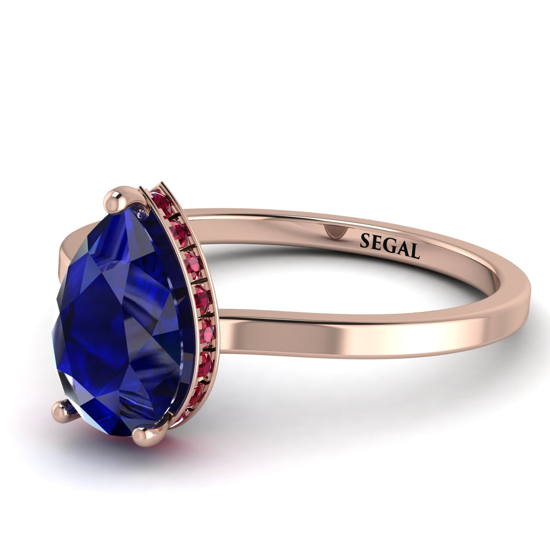 Hidden Halo Pear Sapphire Engagement Ring - Mary No. 59