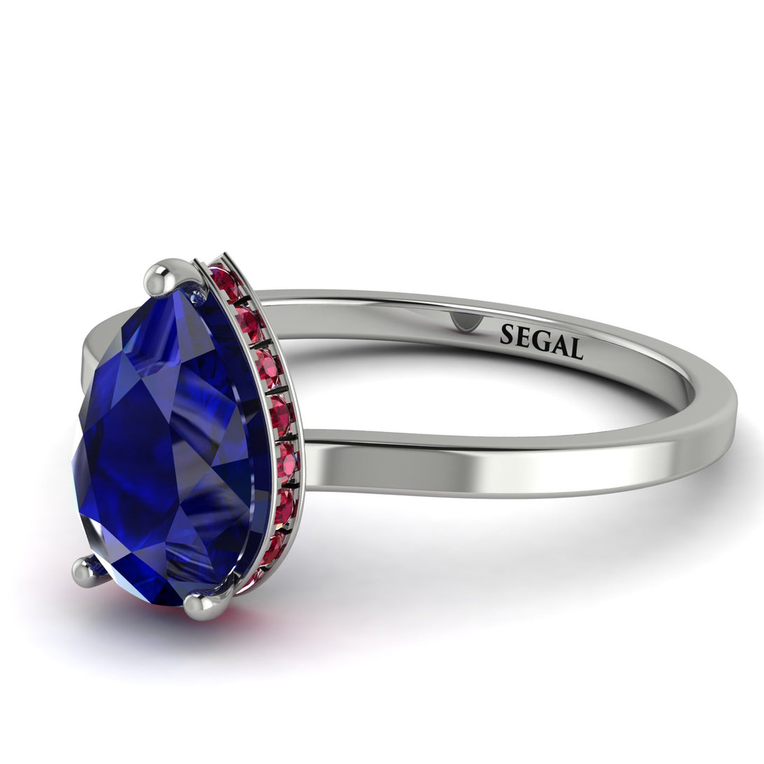 Hidden Halo Pear Sapphire Engagement Ring - Mary No. 60