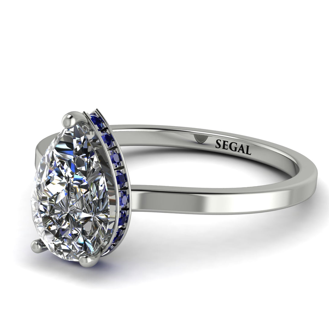 Hidden Halo Pear Diamond Engagement Ring - Mary No. 63