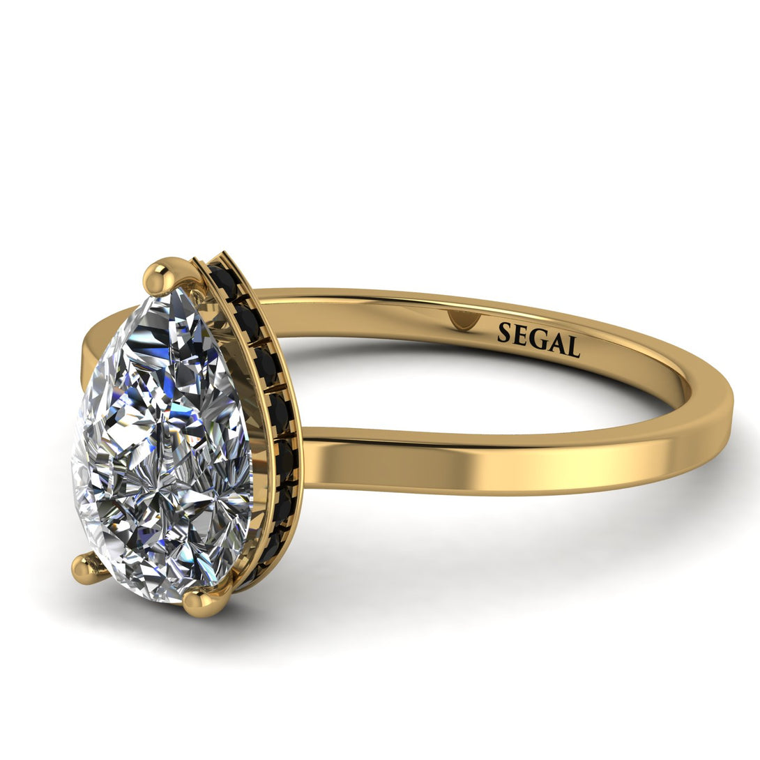 Hidden Halo Pear Diamond Engagement Ring - Mary No. 31
