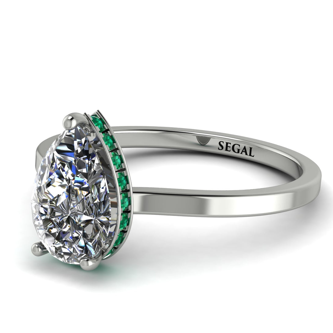 Hidden Halo Pear Diamond Engagement Ring - Mary No. 18