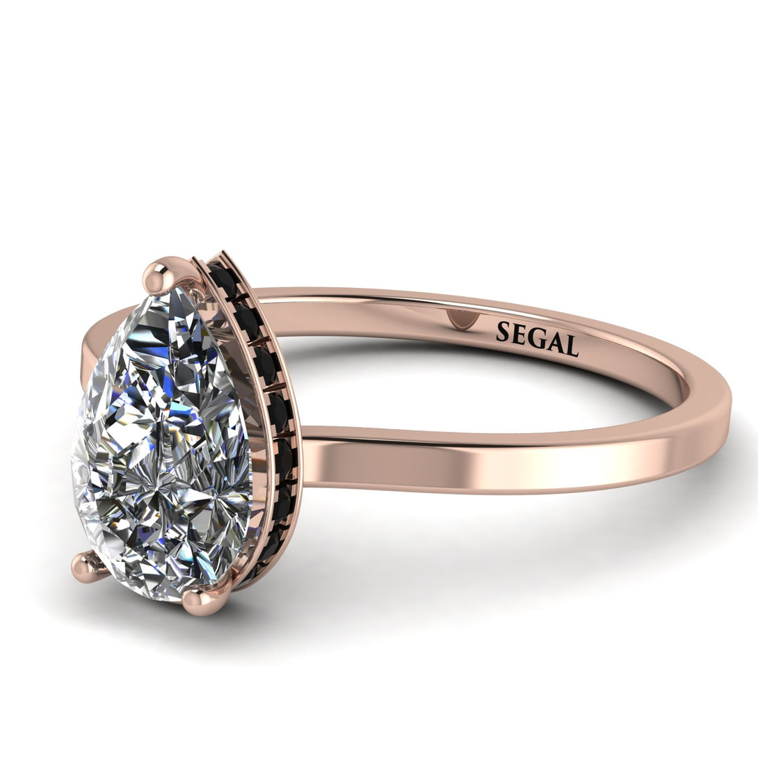 Hidden Halo Pear Diamond Engagement Ring - Mary No. 32