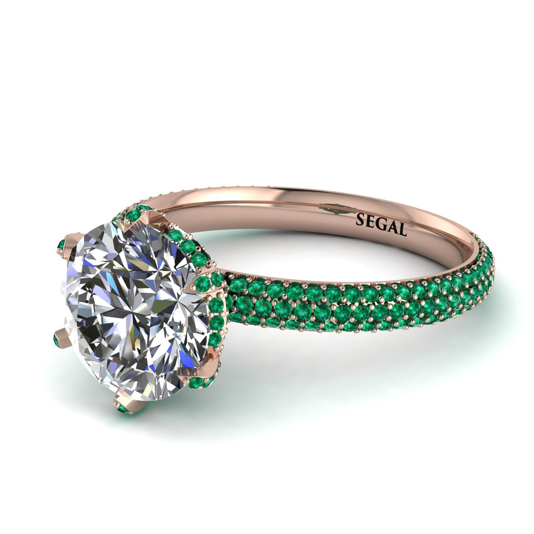 Hidden Halo Round Emerald Engagement Ring - Ashley No. 17