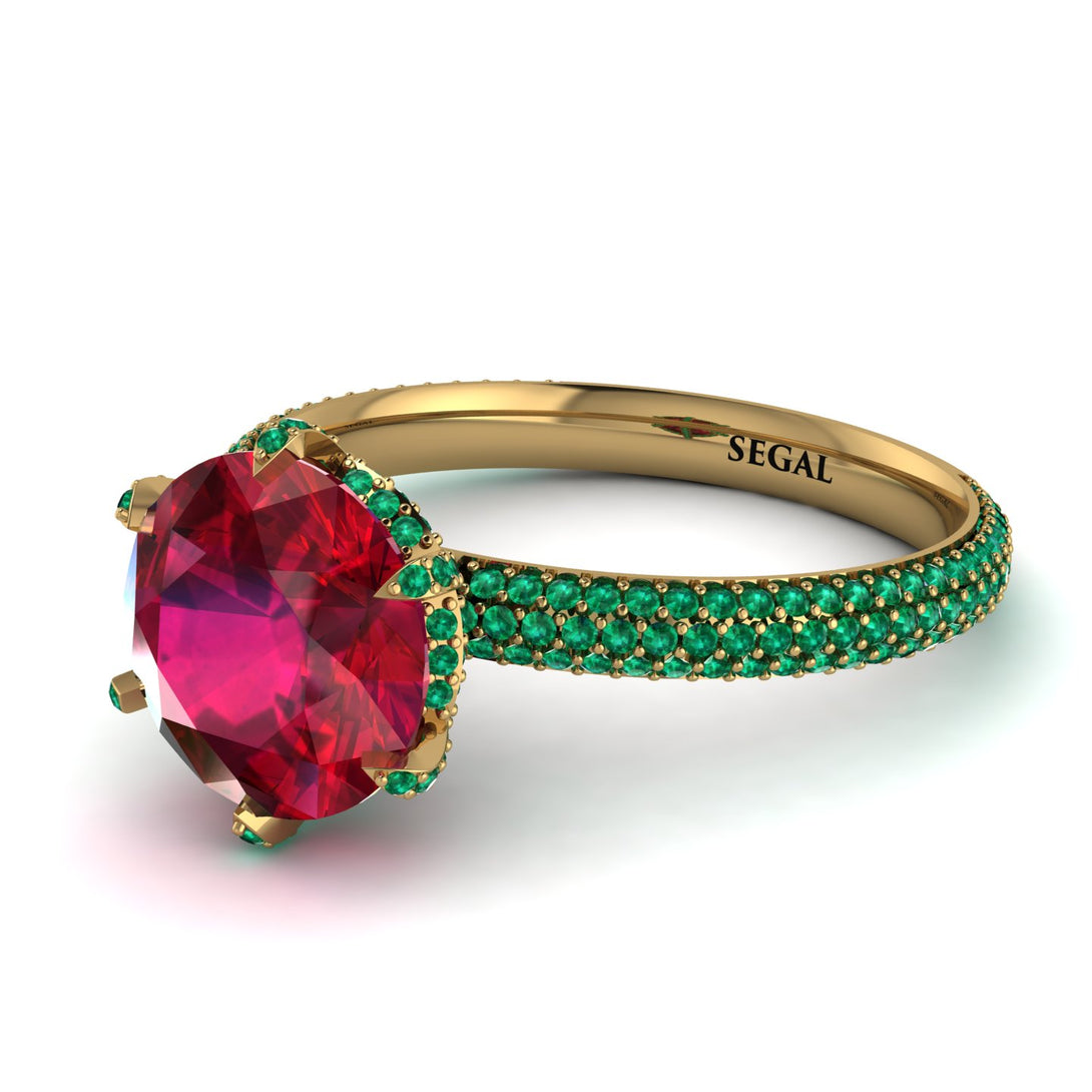 Hidden Halo Round Emerald Engagement Ring - Ashley No. 25