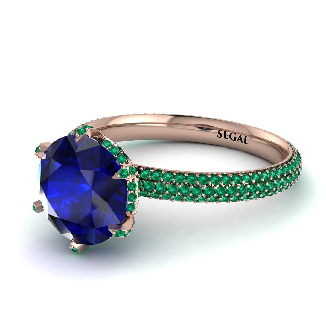 Hidden Halo Round Emerald Engagement Ring - Ashley No. 29