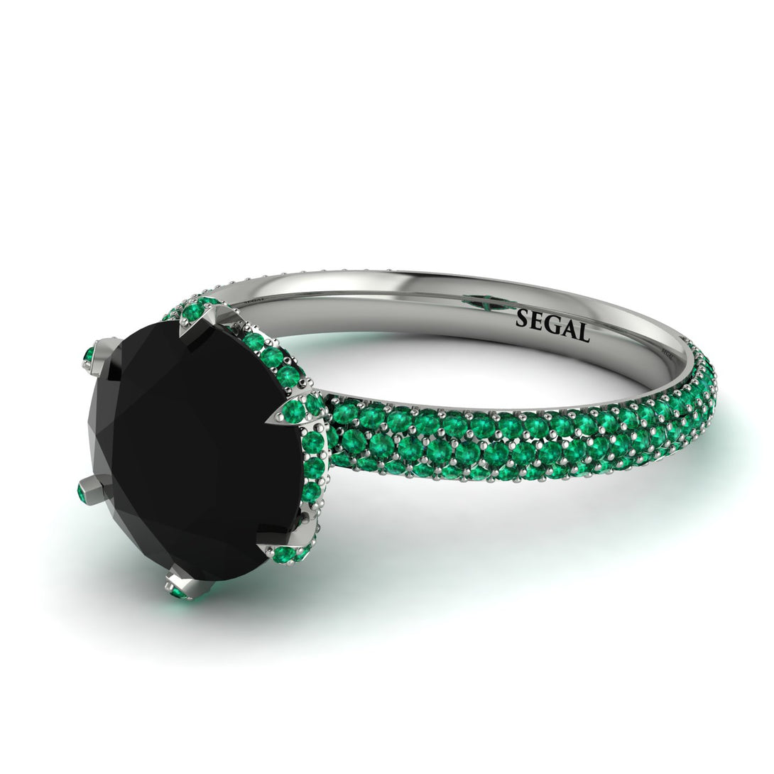 Hidden Halo Round Emerald Engagement Ring - Ashley No. 24