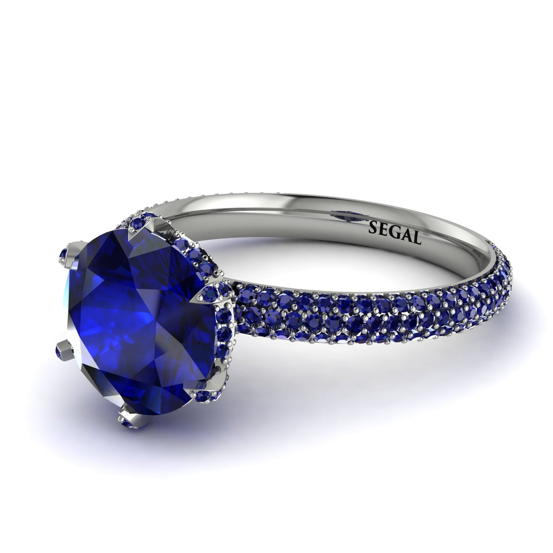 Hidden Halo Round Sapphire Engagement Ring - Ashley No. 75