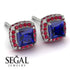 Hidden Halo Princess Sapphire Earrings - Georgia No. 60 image 10
