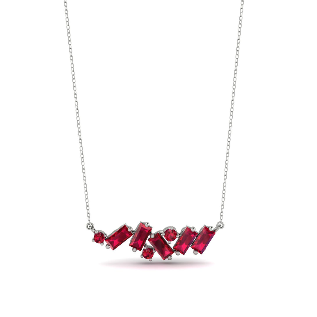 Baguette Ruby Necklace - Arielle No. 57
