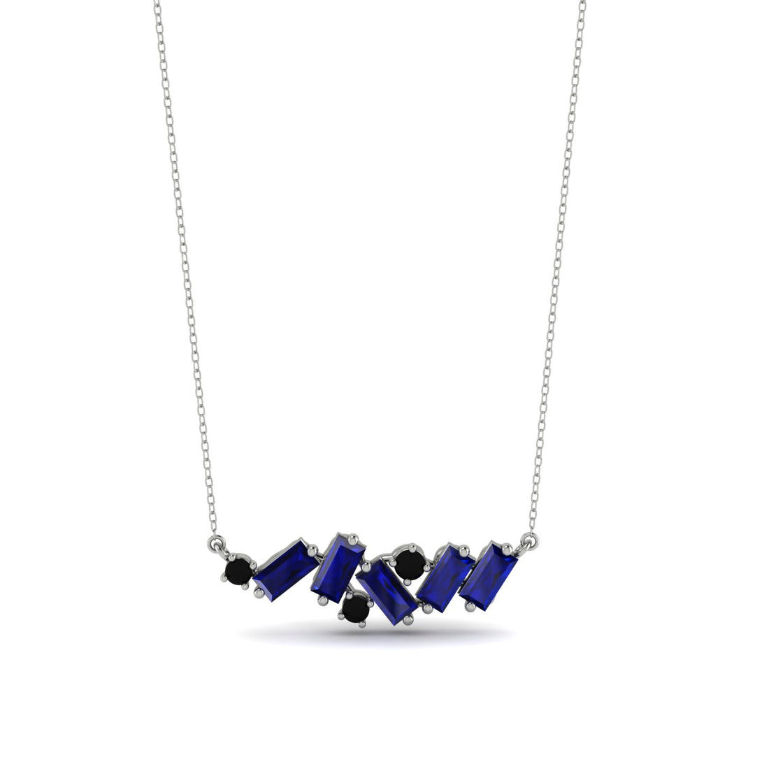 Baguette Black Diamond Necklace - Arielle No. 69