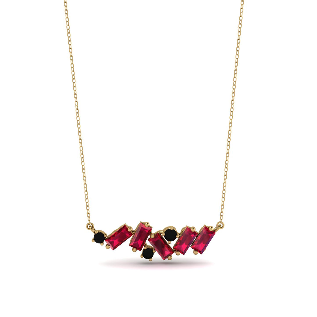 Baguette Black Diamond Necklace - Arielle No. 52