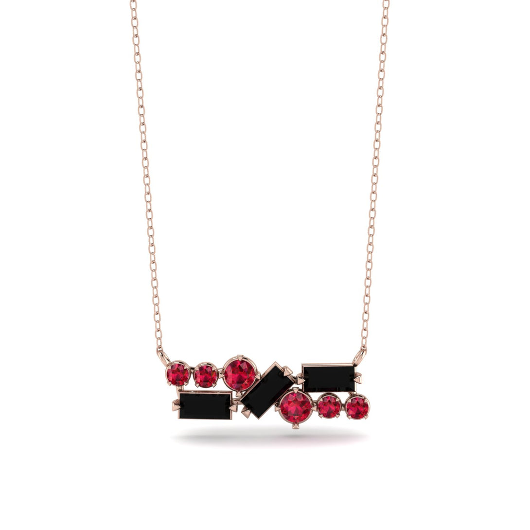 Black Diamond Baguette Necklace Mix - Kinley No. 41