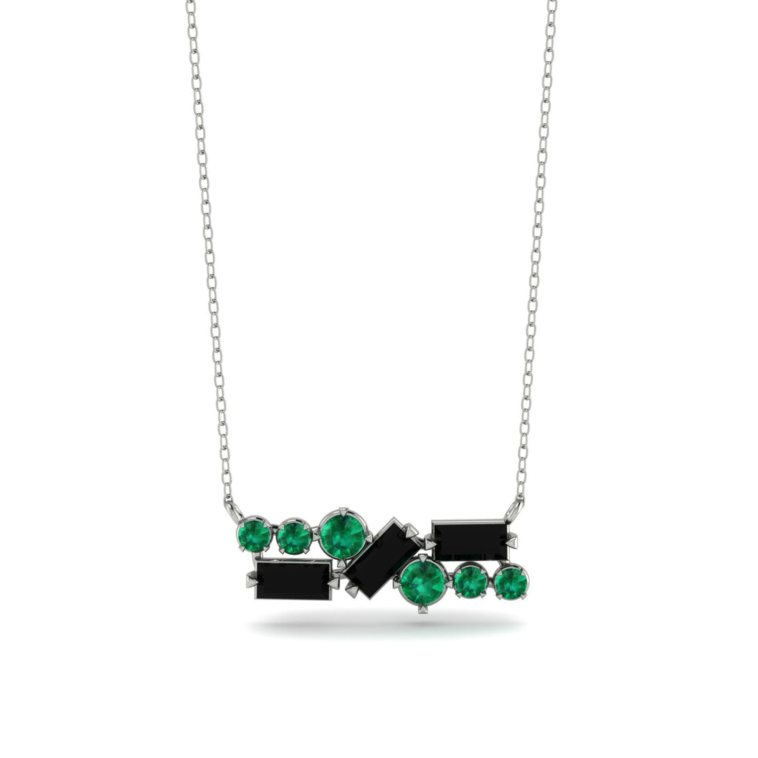 Black Diamond Baguette Necklace Mix - Kinley No. 36
