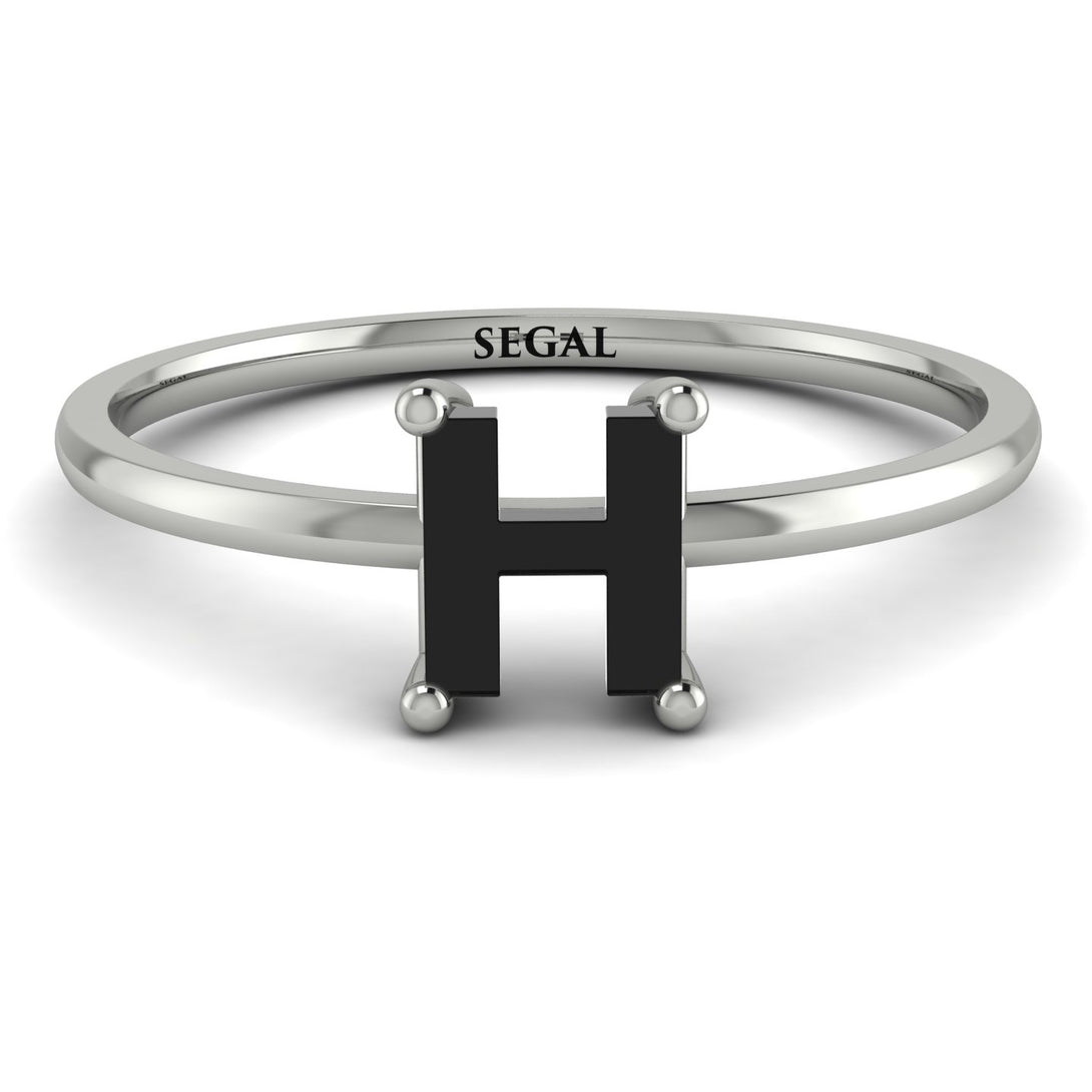 H Letter - Initial White Gold Diamond Ring
