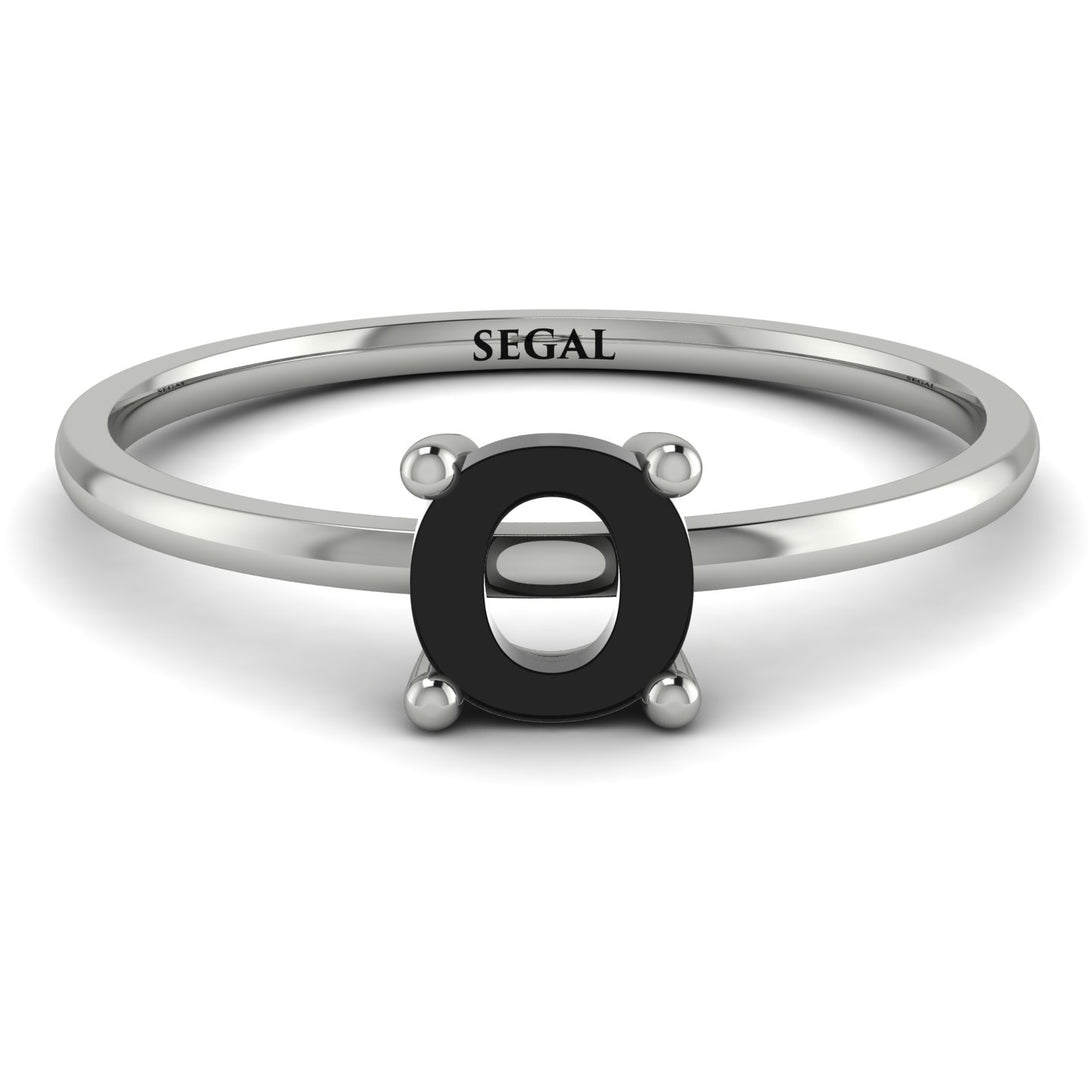 O Letter - Initial White Gold Diamond Ring