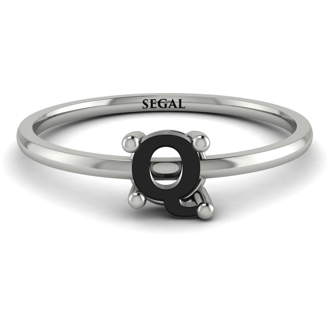Q Letter - Initial White Gold Diamond Ring