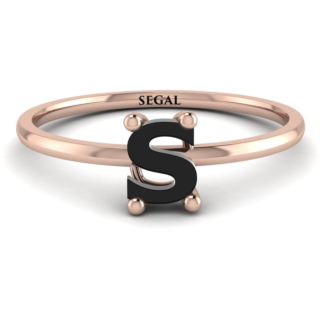 S Letter - Initial Rose Gold Diamond Ring