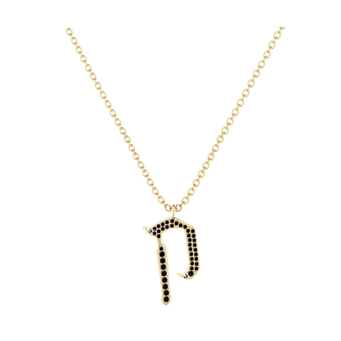 Kof - Hebrew Alef-Bet letter diamond Necklace - Kof letter