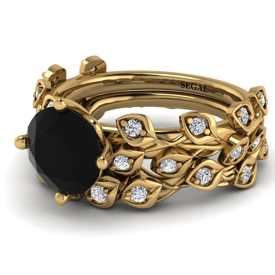 Leaves All Around Black Diamond Wedding Bridal Set - Sydney 2ct No. 7