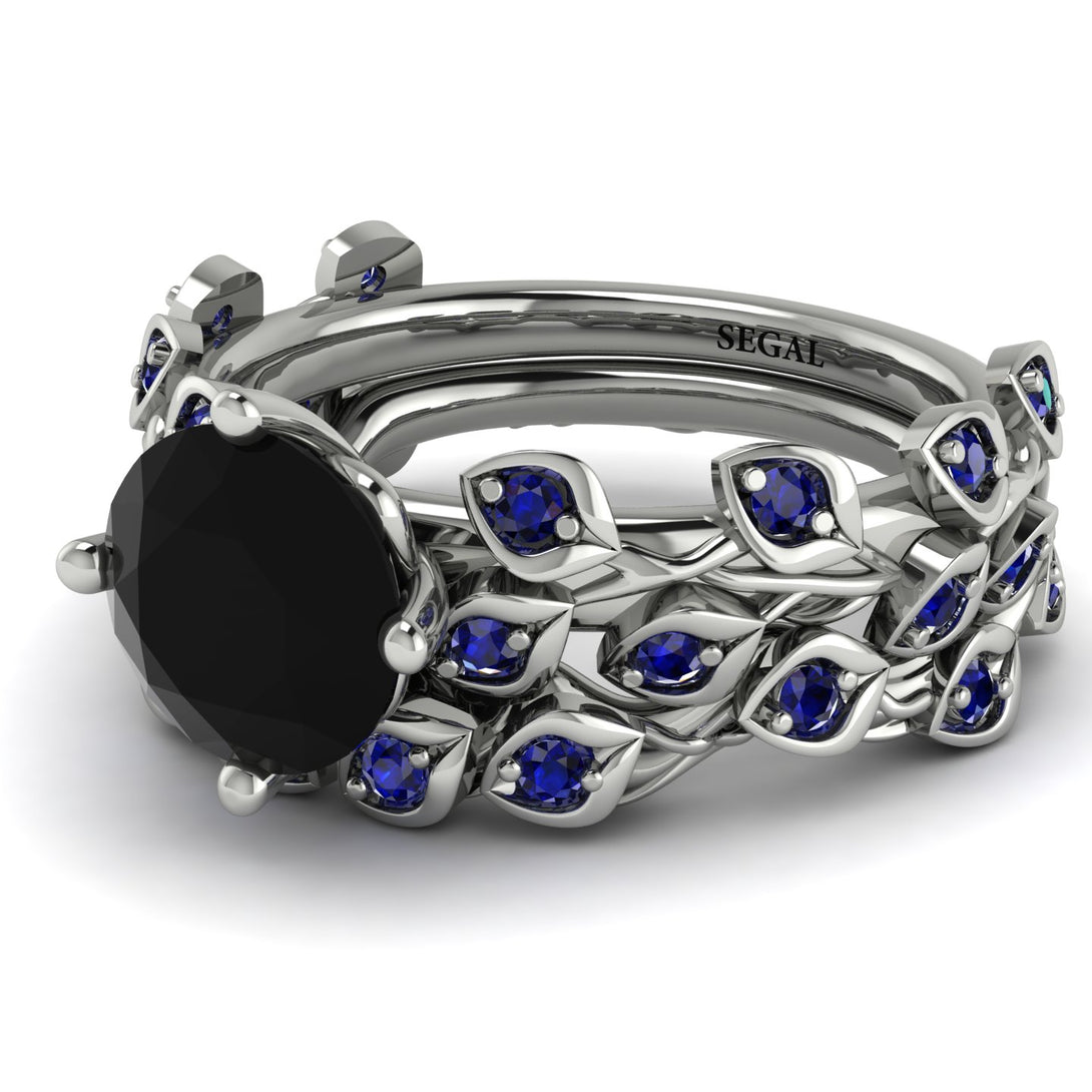 Leaves All Around Black Diamond Wedding Bridal Set - Sydney 2ct No. 69