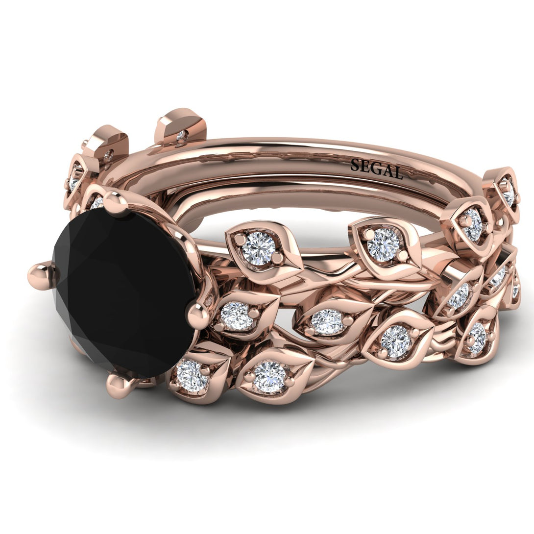 Leaves All Around Black Diamond Wedding Bridal Set - Sydney 2ct No. 8