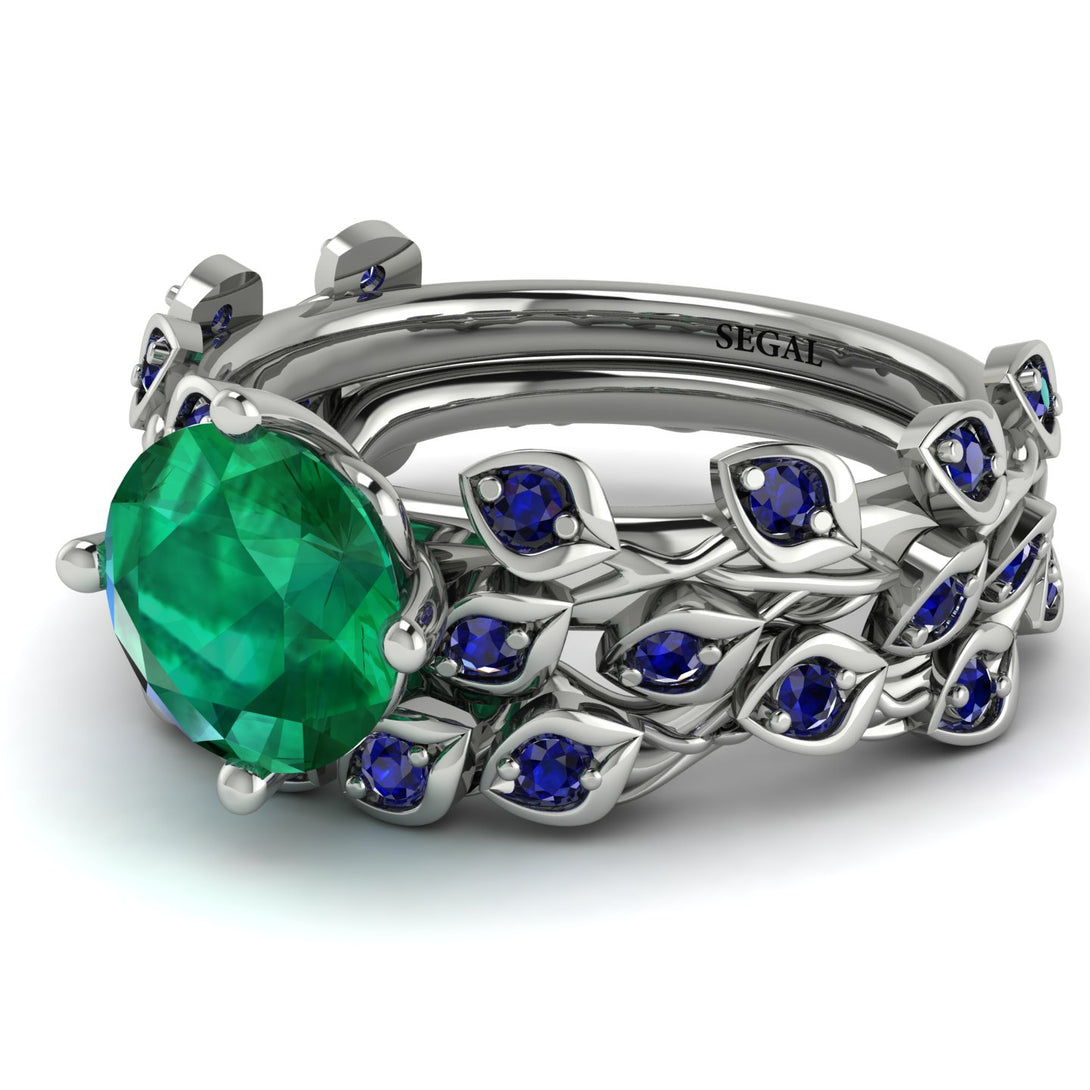 Leaves All Around Green Emerald Wedding Bridal Set - Sydney 2ct No. 66