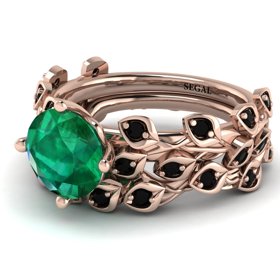 Leaves All Around Green Emerald Wedding Bridal Set - Sydney 2ct No. 35