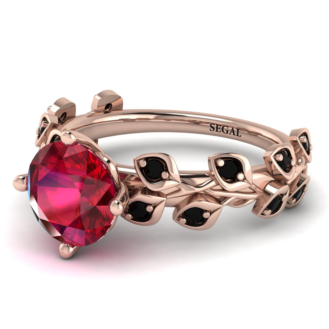 Leaves All Around Rose Gold Ruby Ring - Sydney 2ct No. 41