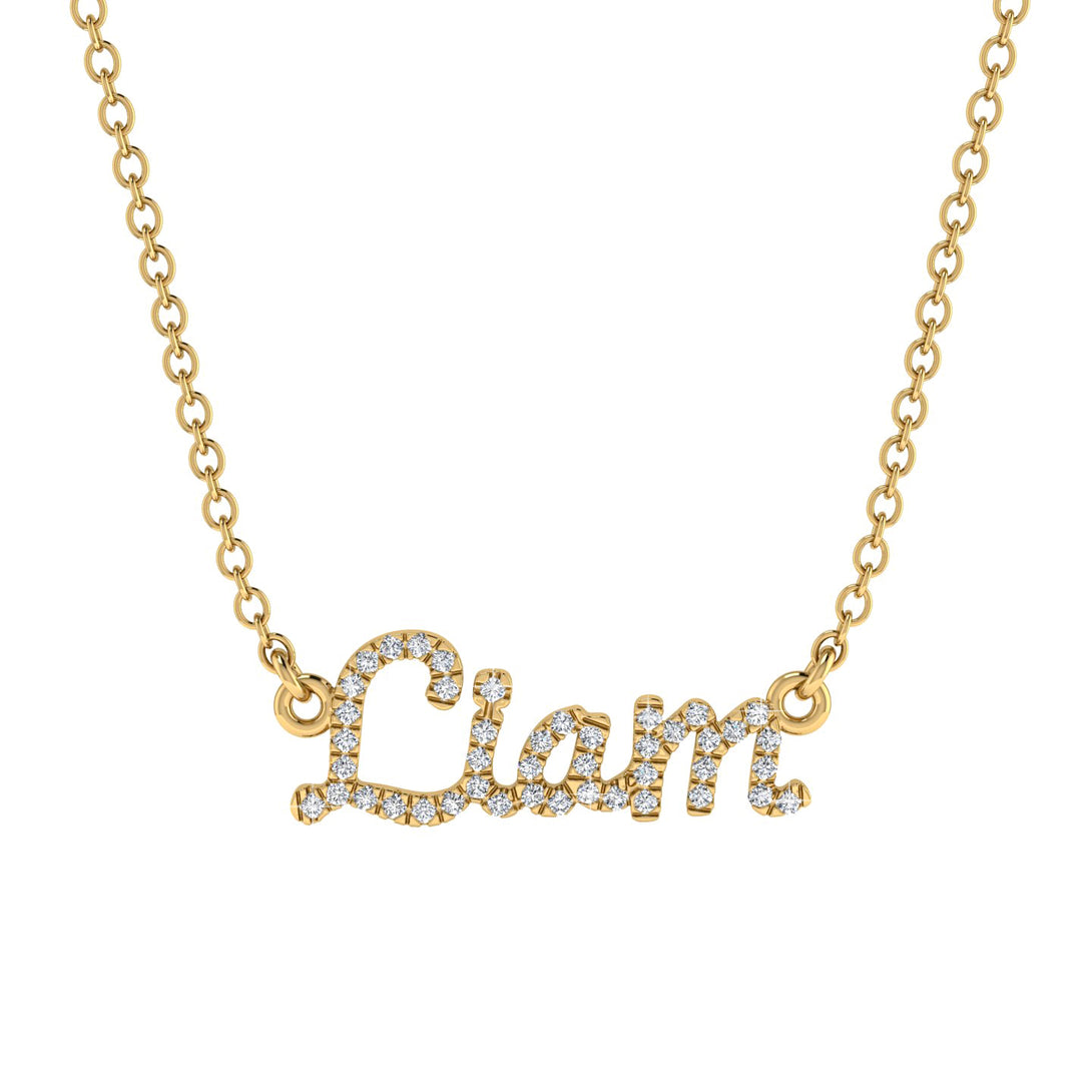 Diamond Gold Name Necklace - Liam